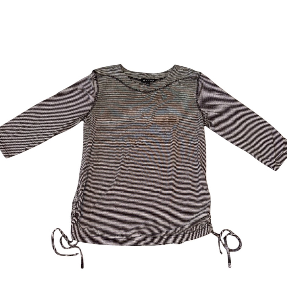 Gray Long Sleeve Top with Adjustable Drawstring Hem